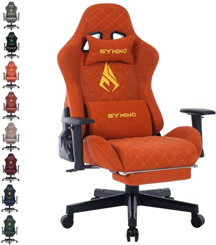 Symino Gaming Stuhl, Ergonomischer Bürostuhl, Rennstuhl-Design PC Stuhl, Vintage-PU-Leder, Verstellbarer Drehbarer Task Stühle mit Fußstütze (Orange)