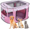 Clôture Pliable pour Animaux - Parc Portable d'Intérieur pour Chiens, Chiots, Chatons, Lapins, Taille XL (Rose)