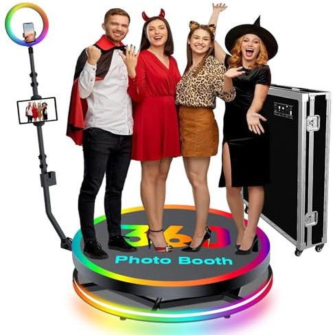 FXNFXLA 360 Photo Booth Machine for Parties, Selfie, 360 Degree Rotating Camera Photo Booth Machine, Slow Motion Video Booth for Christmas, Wedding (80cm/31.5in)