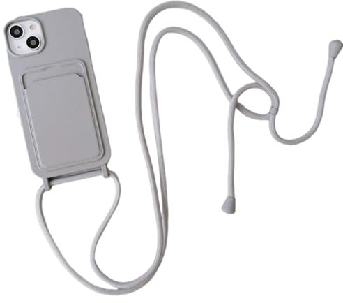Crossbody Lanyard Strap Lanyard Handyhülle für iPhone 15 14 13 12 11 Pro Max SE X XR XS Max 7 8 Plus Flüssigsilikonhülle, GY, für iPhone 7 8