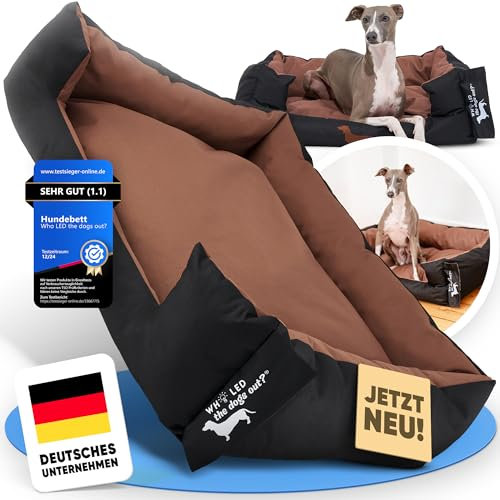 Who LED the dogs out?® Hundebett robust für große & kleine Hunde Welpen Senior [Hundebett waschbar] – Hundesofa Hundekorb Kissen hell dunkel - mittlere Hunde gepolstert - jetzt Farbe wählen