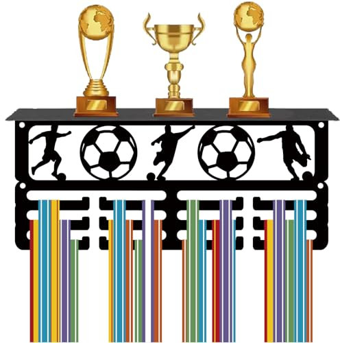 CREATCABIN Medaillenregal Mit 12 Haken Medaillenaufhänger Sport Wandhalterung Schwarzer Trophäenhalter Medaillen Organizer Ständer Für Auszeichnungen Beim Frauenturnen 29x13x10cm