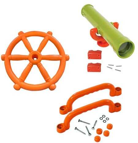 Perfeclan Kinderspielplatz-Zubehör, Schaukel-Set-Anhänge, Lenkrad, Piratenschiff-Teile für Spielhaus, Hinterhof, Schaukel, 4 Stück Grün