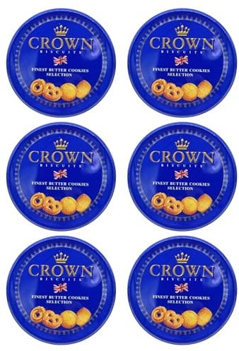 BRIT BISCUITS BUTTER COOKIES SELECTION BOX (6x140g) - Danish Butter Cookies, Danish Biscuit Cookies | Airtight Biscuit Tin | Danish Butter Biscuits in Biscuits Tin | Butter Biscuits Selection
