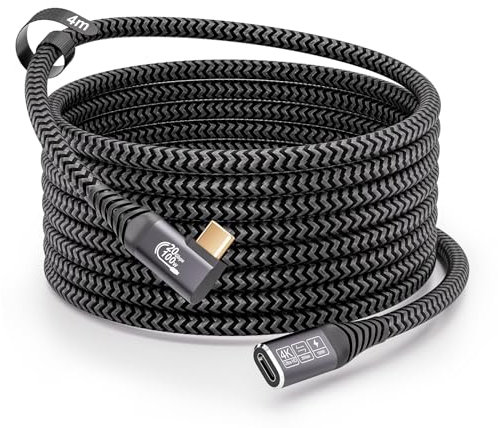 CAKOBLE rallonge usb c 3.2 Gen2,rallonge usbc 4m 20Gbps 100W/5A 4K@144Hz Rallonge USB C Mâle et Femelle Cable USB C Compatible avec Mackbook Galaxy S24 iPhone 16/15 rallonge usb c coudé 4m