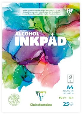 Clairefontaine 976107C Zeichenblock Alcohol Inkpad A4 25 Blatt 90g Weiß