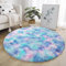 AIMECO Schlafzimmer Bereich Teppich, (Durchmesser 120cm) Flauschigen Teppich, Nachttisch Shag, Wohnzimmer, Kinderzimmer, Mädchen Schlafzimmer, Tie-dye grünlich-violett