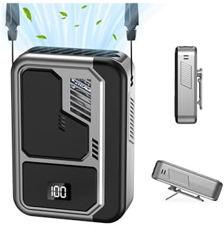 Kukiwhy Mini Fan Battery a 3 velocità Fan in vita portatile 4 in 1, ventilatore USB ricaricabile, regali per esterni e da viaggio per donne (Grigio)