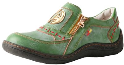 TMA EYES Damen Hand genähte modische und Bequeme Wanderschuhe（Grün,41