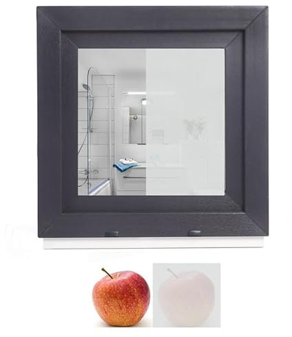 Kunststofffenster Badezimmerfenster Fenster - 3-fach Satinato Milchglas Verglasung - weiß/anthrazit - BxH: 950x550 mm - DIN Rechts