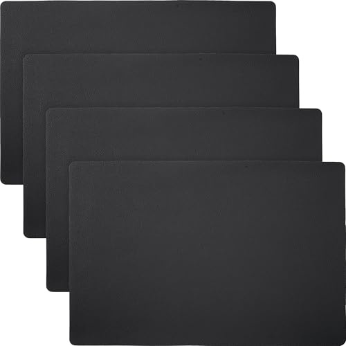 Erwin Müller Tischset, Teller-Untersetzer Lagoa im 4er-Pack in Lederoptik schwarz Größe 30x45 cm - Schutz vor Flecken und Kratzern