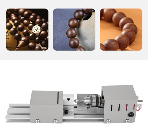 Mini tornio legno – tornio in metallo – 7 velocità (4000 – 9000 giri/min) – Mandrino di precisione – Per tornitura di legno, intaglio e rettifica – Include 6 lame e accessori