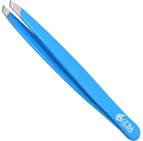 OCBA 4 Pcs Tweezers for Facial Hair Women & Men for Precise Grooming of Eyebrows - Professional Stainless Steel Eyebrow Tweezers for Ingrown Hair on Nose Ear (Sky Blue)
