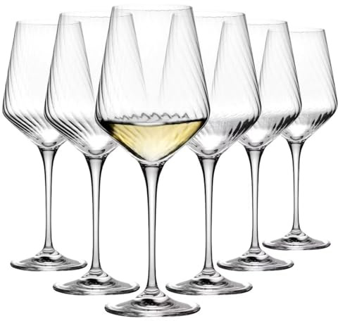 Krosno Avant-Garde LUMI Calici Vino Bianco 450 ml, Set 6 Pezzi, Vetro Cristallo Senza Piombo, Design Testurizzato, per Rosso Spumante Cocktail, Lavabili in Lavastoviglie