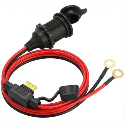 12V Zigarettenanzünder Steckdose Wasserdicht, KFZ Steckdose Einbau | für Auto Motorrad Boot Wohnmobil, Heavy Duty 20A Buchse mit 2,5mm² Kabel & Sicherung, Ideal für Kühlbox (1m)