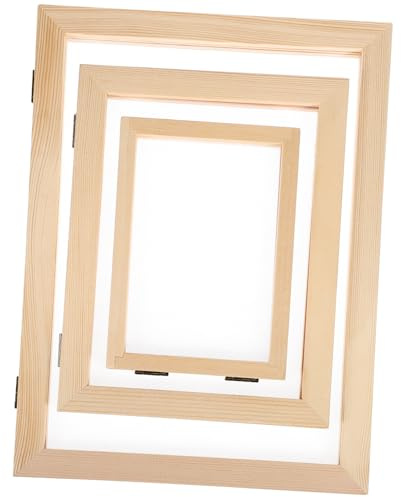 3 Stück Selbstgemacht Holzrahmen für Papierherstellung, Doppellagig Beige | Handgefertigter Papierrahmen, Papierherstellungszubehör für Projekte, Natürlicher Deko Look