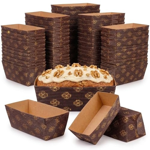 VILLCASE 25pcs Mini Loaf Cake Cases, Disposable Rectangular Mini Cupcake Liners, Thickened Paper Loaf Tin Liners for Cupcake, Muffin, Brownies (80x40mm)