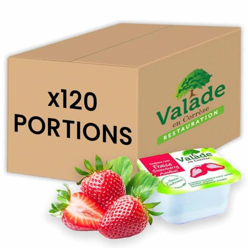 Valade Confiture de Fraise, Barquettes Individuelles, Fabriqué en France, 35% de Fruits, 120 Portions de 30g