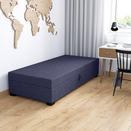 TAPCZANY24 - Boxspringbett Iwo 80x195 cm mit Schaumstoff Matratze | Bett mit Matratze, Polsterbett mit Bettkasten, Gepolstertes Einzel Bett, Schlafsofa - Dunkelgrau