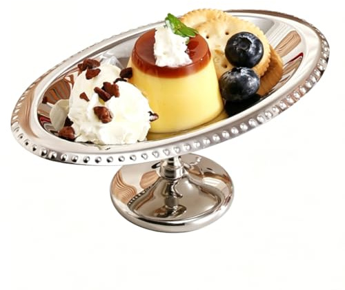 Metal Dessert Bowl Ice Cream Cup Pudding Stand Oval Footed Snacks Dish | 6.7x2.8x3.7in, 304 Stainless Steel