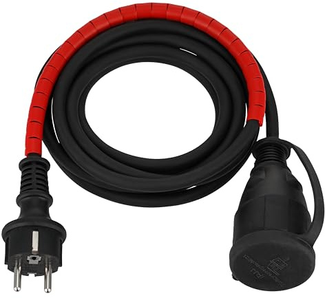 REV Verlängerungskabel 3m - mit Kabelschutz, Outdoor, 3600W, IP44, schwarz