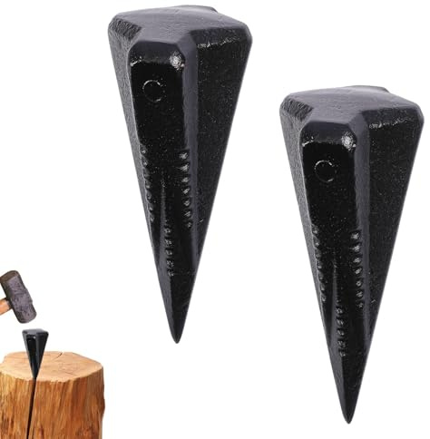 CONCHLERY 2 Pcs Wood Splitting Wedge Steel Wood Splitter Wedge 4-Direction Splitting Tool for Home Use, Black