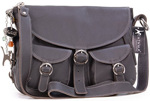 Catwalk Collection Handbags Genuine Leather Cross Body Bag Courier | Women's Medium to Large Messenger Bag, Adjustable Shoulder Strap, Fits A5 Tablets and Notebooks, Anti-Theft Design