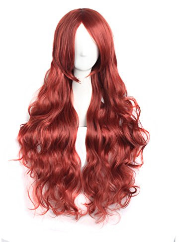 MapofBeauty 32 Langes Haar Spirale lockige Cosplay Kostüm Perücke (orangerot)