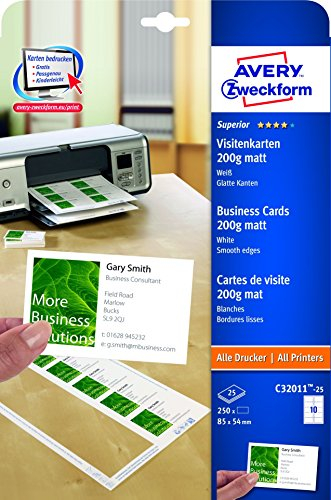 Visitenkarte 250ST weiß 85x54 ZWECKFORM C32011-25 200g