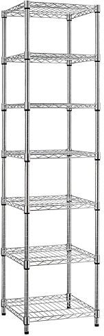 Shopfitting Warehouse Chrome Wire Shelving Unit - 7 Tier, H1800 x W450 x D450 mm