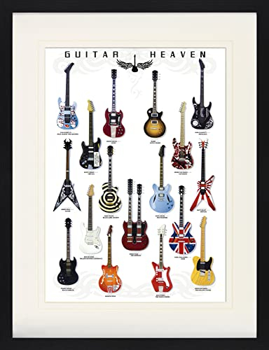 1art1 Gitarren Poster Guitar Heaven, Rock Hall of Fame Gerahmtes Bild Mit Edlem Passepartout | Wand-Bilder | Im Bilderrahmen 80x60 cm