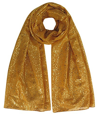 Lina & Lily Damen Schal Kopftuch mit Glitzert (Senf)