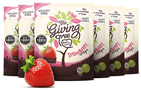 The Giving Tree Lot de 6 fraises croustillantes lyophilisées végétaliennes sans gluten 38 g