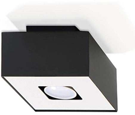 SOLLUX lighting Mono 1 Deckenleuchte Modernes minimalistisches Design für Wohnzimmer Schlafzimmer Angetrieben durch austauschbare GU10-Glühbirne 1 x 40 W aus Stahl 14 x 14 x 11 cm Schwarz
