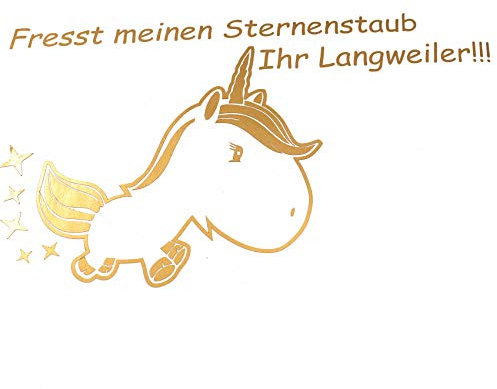 Finest Folia Einhorn Sternenstaub Aufkleber 13x11 cm Fun Sticker für Auto Dekor Unicorn Autoaufkleber (K074 Gold Metallic)