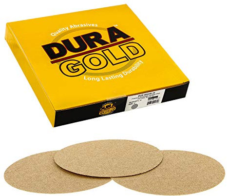 Dura-Gold - Premium - 40 Grit 8 Gold PSA Self Adhesive Stickyback Sanding Discs for DA Sanders - Box of 10 Sandpaper Finishing Discs for Automotive and Woodworking