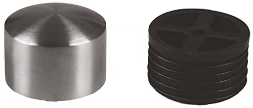 Edelstahl Endkappe inkl.Adapter,Abschlußkappe, Endstück leicht gewölbt für 42,4mm Holzhandlauf