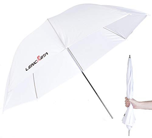 LENCARTA® Photography Shoot Through Umbrella 100cm/39in UV Coated White for Studio, Portrait, Location, wedding & Product Photography Foldable and Portable Diffused Lighting…