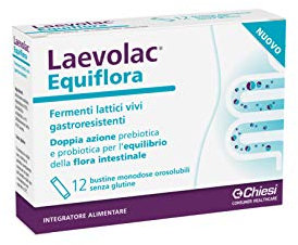 Chiesi Farmaceutici Laevolac Equiflora 12 Buste Orosolubili - Integratore Alimentare di Fermenti Lattici ad Azione Simbiotica (Prebiotica e Probiotica) per l’Equilibrio della Flora Intestinale