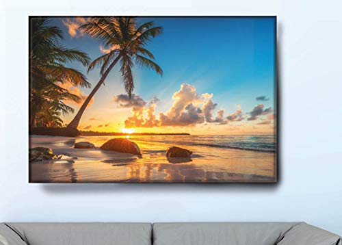 VFV Folien- und Werbetechnik Keilrahmenbild - Strand - Moderne Wandbilder Leinwandbilder als Wanddekoration Wohnzimmer Deko (B 120 cm x H 40 cm)
