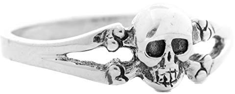 Windalf Damen Ring SKULT 7 mm Kleiner Totenkopf 925 Sterlingsilber (Silber, 54 (17.2))