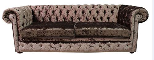 JVmoebel Braune Chesterfield Stoff Polster Dreisitzer Wohnzimmer Couch Design