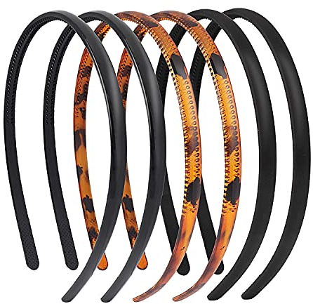 Bandeaux Unis En Plastique, 6 Pcs Bandeau Peigne en Plastique de Dents Serre-Tête Cheveux Avec Dent Unisexe Pour Femmes Filles 8mm