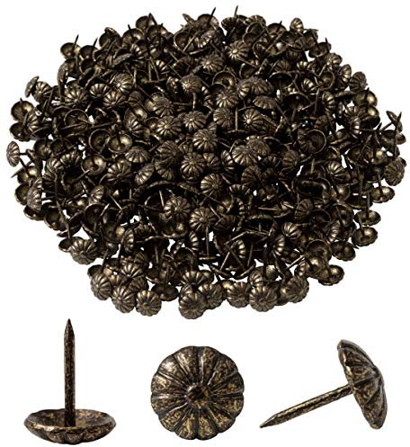 IPEA Tapetennägel Modell Blume - 200 Stück - Dekorative Nieten für Möbel Einrichtung Sessel - Made in Italy - Metallnadeln - Farbe Antikgold - 11 x 12 mm