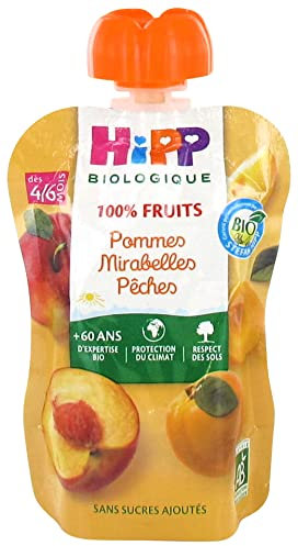 HiPP 100% Fruits Gourde Pommes Mirabelles Pêches dès 4/6 Mois Bio 90 g