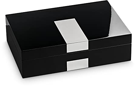 Hermann Jäckle Uhrenbox Schömberg I Holz-Uhrenbox für 8 Uhren I Schwarz lackiert I Uhren-Aufbewahrungsbox I Uhrenkasten I Uhrenschatulle I Inkl. kleinem Poliertuch