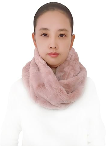 Lina & Lily Winter Loop Schal Snood Damen aus Kunstpelz (Altrosa)