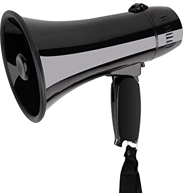 MyMealivos 20W Portable Megaphone with Voice Recording & Siren - 5.4×8.6, Voice Up to 100m Range, Battery Powered Bullhorn for Outdoor Events, Sports & Crowd Control(Black)