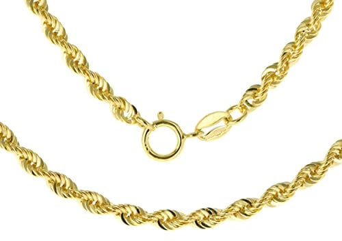 Mens 9ct Gold 2mm Rope Chain Necklace 24 Inch Long