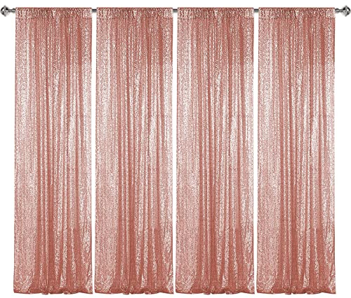 Sugargirl Lot de 4 Panneaux de Toile de Fond à Paillettes Or Rose pour fête, Mariage, Anniversaire, décoration Murale
